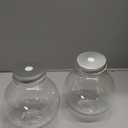 Yaomiao 24 Packs 16 oz Plastic Fish Bowl Christmas Ornament Cups with Straw for Drinks Plastic Candy Jar Potion Bottles with Aluminum Hole Lids Clear Spherical Bowls Bulb Cups for Carnival Games