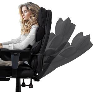Dowinx Big and Tall Office Chair with Pocket Spring Cushion,High Back Computer Gaming Chairs with Adjustable Armrests and Lumbar Support,Executive Desk Chairs with Footrest(PU Leather,Black)