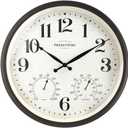 Presentime & Co 16" Farmhouse in/Outdoor Clock, Wall Clock & Weather Station, Weather Thermometer, Wall Décor and Timepiece for Farmhouse Decoration, Oil Rubbed Bronze Finish