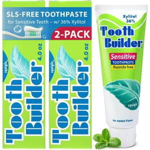 Squigle Tooth Builder SLS Free Toothpaste (Stops Tooth Sensitivity) Prevents Canker Sores, Cavities, Perioral Dermatitis, Bad Breath, Chapped Lips, 4 oz (8 Ounce (Pack of 2), Unflavored)