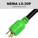 oviitech NEMA L5-30P to NEMA 14-50R RV Generator Adapter Power Cord, 250V, SJTW 10AWG*3C,30Amp Male to 50Amp Female Generator Conversion Adapter, Outdoor RV Camping, 1.5Ft, Green