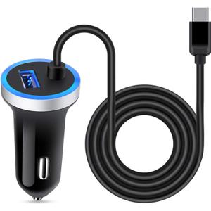 USB C Car Charger, 3.4A Fast Charging Car Adapter+3ft Type C Cable
for Samsung Galaxy S26 S25 S24 S23 S22 S21 S20 S10 Note20 A20 A50 A51 A71,LG Stylo 6/5 G7 V60 ThinQ Moto G8 Google Pixel 4 3a