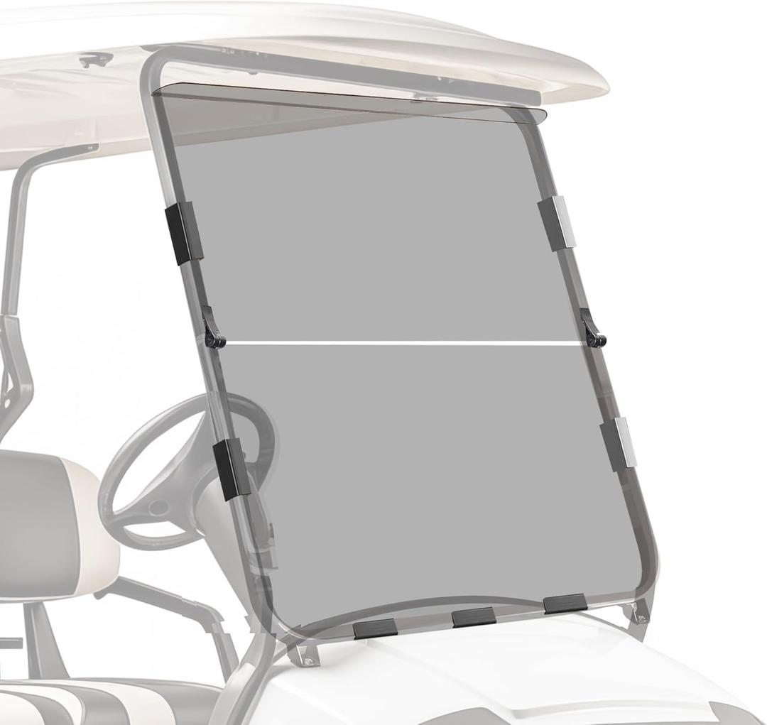 Club Car DS Windshield 1982-2000.5 Models Golf Cart Windshield Club Car Windshield Replacement Foldable Tinted UV Protection and Impact Resistant PC Shield