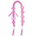 Graduation Lei Class of 2026, Double Braided Ribbon Lei with Letter Charms & Tassel, Graduation Leis Necklace for Grad Party Decorations Gift, Pink and White