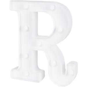 Illumify 6.5 x 1.2 x 8.7 Inch Light Up Letter, 1 Durable Marquee LED Light - Letter R, Touchproof, White Plastic Party Light, Keyhole Slot, For Parties, Weddings, Or Special Events - Restaurantware