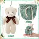 Riceshoot 10 Pack Crochet Bear Gift Bags Small Bear Baby Shower Favors Bulk 3.54 Inch Cute Bears Drawstring Bag for Baby Shower Gender Reveal Party DIY Keychain Birthday(Sage Green)