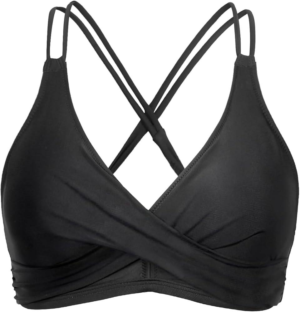 Tempt me Women Black Bikini Twist Front Swimsuits Lace Up Bikini top XL