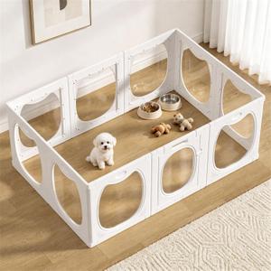 24" Acrylic Dog Playpen, 10 Panels Dog Play Pen Indoors, White
