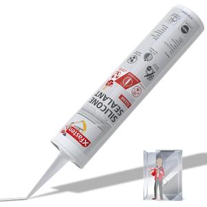 XFasten Clear Silicone Caulk Neutral Cure 10.1 oz  100% Waterproof Silicone Sealant, Crack and Shrink Resistant, Low Odor, Strong Adhesion Caulking for Kitchen, Bath, Window, Shower, Outdoor Use