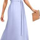 Dokotoo Womens Summer Dresses 2026 Sleeveless Crewneck Gold Buckle Tie Belt Back Slit Casual Elegant Midi Dress