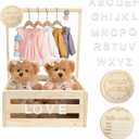 Wooden Baby Shower Crate Closet with Handle, Dual Function Baby Storage Basket, Customizable Gift Basket for Newborn Boys and Girls, Ideal Pregnancy Gift for New Parents