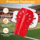 2 Pairs Shin Guards Soccer for Kids,Shin Pads Extra Lightweight Breathable Slide in Shin Guard for Football Training Match Outdoor Activities Protective Slip-in Shin Guards for Boys Girls (Red)