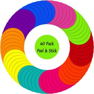 60 Pieces Dry Erase Circle Dots, 6 Inches Multicolor Vinyl Line Up Spots Self Adhesive Classroom Floor Stickers for Preschool Kindergarten Elementary Teachers