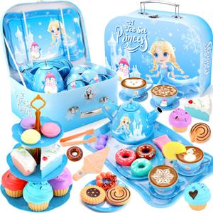 INNOCHEER Tea Party Set for Little Girls Toys, Toys for Kids, Tea Sets for Toddlers 3-5, Pretend Play Kitchen Toy, Birthday Christmas Princess Gifts Toys for 3 4 5 6 7 + Year Old Girls