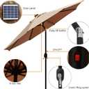 Blissun 9 ft Solar Umbrella, 32 LED Lighted Patio Umbrella, Table Market Umbrella, Outdoor Umbrella for Garden, Deck, Backyard, Pool and Beach (Tan)
