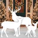 3-Piece Deer Family Silhouette Set 47 Inch Christmas Reindeer Yard Decoration Outdoor Weather-Resistant PVC Xmas Deer Outside Decor for Lawn Garden Pathway Display with 6 Ground Stakes