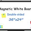 Double-Sided White Board Black Aluminium Frame, 36" x 24" Dry Erase Board Magnetic Whiteboard for Wall, Hanging Mounted Whiteboard Home, School, Office, Kitchen