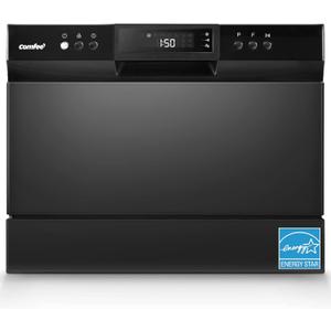 COMFEE Countertop Dishwasher, Energy Star Portable Dishwasher, 6 Place Settings & 8 Washing Programs, Speed, Baby-Care, ECO& Glass, Dish Washer for Dorm, RV& Apartment, Black
