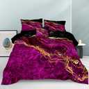Black Gold Comforter Set Hot Pink Marble Bedding Set Queen Size Black Marble Stone Abstract Artwork Bedroom Decor Black Marble Comforter Sets for All Season