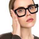 livho Oversized Eyewear Frame for Woman and Men - Rectangle Fashion Glasses for Computer, Chic Preppy Frame