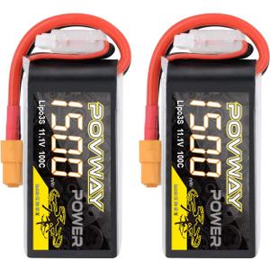 1500mAh 11.1V 100C 3S RC Lipo Battery with XT60 Plug for FPV RC Airplane Helicopter Drone Quadcopter - 2pack (3S 1500mAh 100C 2 Pack)