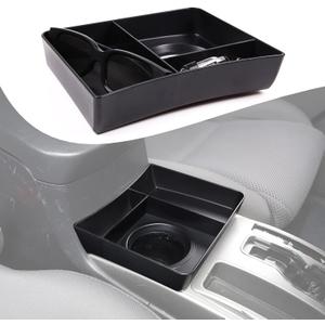 Lcojicep Car Central Control Tray Storage Box Organizer Compatible with Toyota Tacoma 2006-2015 Center Console Gear Shift Side/Water Cup Holder Organizer Storage Box Tray (Cup Holder Storage Box)