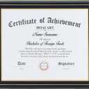 DOAI ART Diploma Frame 14 x 17 with Mat Black Solid Wood Display Document/Certificate 16x20 without Mat and Picture 17x14 with Black Over Gold Mat | Wall Hangers,HD Glass,Mahogany