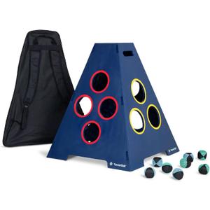 Caliber Games TowerBall Bundle - Backyard, Lawn, Beach & Tailgate Game - Great for All Ages & Group Sizes - Includes Collapsible Tower, 8 Balls (4 Green and 4 Blue), and a Premium Backpack