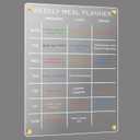 Acrylic Weekly Meal Planner  Clear Magnetic Dry Erase Menu Board for Fridge, Refrigerator Calendar & Grocery List Board
