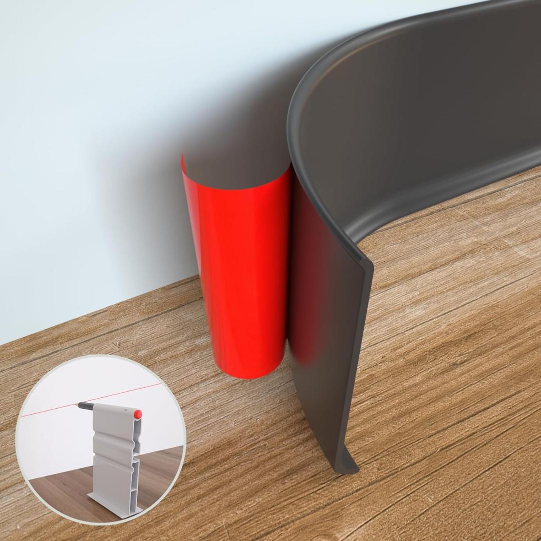 Flexible Baseboard Molding Trim, 4 Inch x 20 Feet Peel and Stick Vinyl Wall Base Cove Base, Self-Adhesive Rubber Wall Base Moulding Trim(S100,Black)