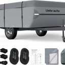 Umbrauto Pop Up Folding Camper Cover Fits 16'-18', Upgraded 7 Layers Top Tent Trailer Cover Waterproof Extra Thick Polypropylene Breathable Ripstop Pop Up Folding Trailer Cover