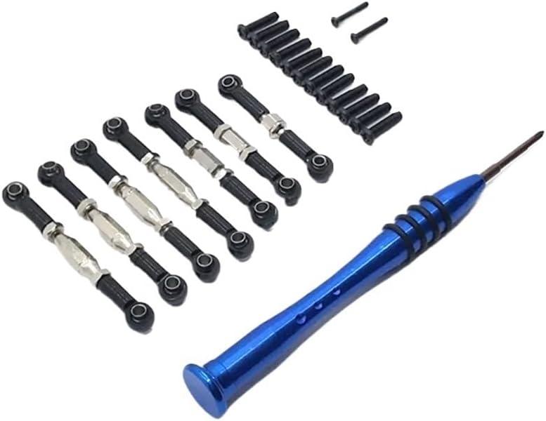 Compatible Metal Linkage Servo Pull Steering Tie Rod Set Compatible with 144002 144001 124016 124017 124018 124019 RC Cars(Black)