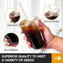 Turbo Bee 100 Pack - 16 OZ Round Bottom Plastic Cups with Lids and Straws, Disposable Clear Iced Coffee Cups with Lids for Cold Drinks and Beverages