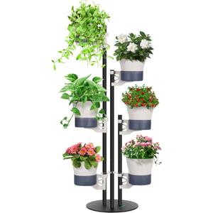 VIVOSUN Metal Plant Stand, 6-Tier Tall Vertical Planter Tower with Self-Watering Planters, Modular Shelf for Indoor & Outdoor Use