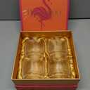 Vintage Flamingo Lowball Cocktail Glasses for Drinking Gin, Rum, Vodka, Whiskey Bar Drinks | Set of 4 | 11 oz Stackable Thick Crystal Short Tumblers | Tropical Glassware Collection