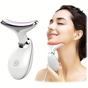 7-Color LED Facial Massager for Skin Care  Portable Multifunctional Face Massager Tool with Heat & Vibration, Anti-Aging & Wrinkle Reduction, Glossy White