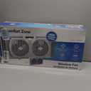 Comfort Zone 9-Inch 3-Speed Reversible Twin Window Fan Dual Blade Window Exhaust Fan with Auto-Locking Expanders, 22.25" to 33" Wide Tabletop Feet & Removable Bug Screen included