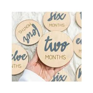 Wooden Baby Monthly Milestones for Newborn Baby,1-12 Months Baby Announcement Discs, Pregnancy Baby Shower Gifts (Wooden Milestone Discs)