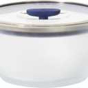 Anyday 8-Cup Microwave Cookware & Glass Container with Glass Lid, Plastic-Free Deep Food Storage | Stackable Airtight Steamer with Vented Lid for Microwave-Safe Reheating, Steaming Vegetables & Rice (Frosted - Blueberry)