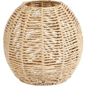Woven Paper Rope Lamp Shade Simulation Rattan Pendant Light Shade Ceiling Fan Light Bulb Covers, Lamp Shade Hanging Pendant Light Cover for Pendant Floor Table Lamps Living Room Bedroom Office Hotel