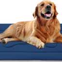 JoicyCo Large Dog Bed Soft Dog Crate Pad Mat 42 in Non-Slip Bottom Washable Dog Sleeping Mattress Pet Beds Cat Bed Kennel Pad, Dark Blue (42.0"L x 28.0"W x 1.2"Th)