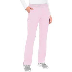 Med Couture Women's Yoga Pull-On Pant with 7 Pockets Ultra-Soft Rib-Knit Waistband and 2-Way Stretch Technology - MC7739 (X-Small Petite, Ice Pink)