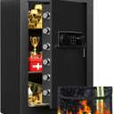 Large Steel Safe Box 3.0 Cuft for Home with LED Light, 6 Locking Bolts Electronic Safe Fireproof with Removable Shelves & Smart Alert, Digital Safe with Fireproof Bag for Document Hotel Office