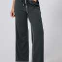 Herseas High Waisted Sweatpants for Women 2025 Fall Wide Leg Contrast Stitching Drawstring Loose Lounge Jogging Pants (Gray, XXL)