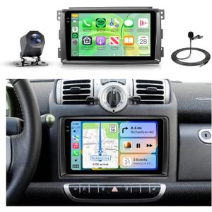 [4G+64G] Car Stereo for Mercedes-Benz Smart Fortwo 2005-2010 with Wireless Carplay and Android Auto, 10.1 Inch Touch Screen Android Radio for Benz with Bluetooth Mirror Link WIFI GPS SWC FM/RDS EQ USB