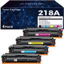 218A Toner Cartridges 4 Pack (with Chip) Compatible Replacement for HP 218 A W2180A 218X W2180X Work with Color Laserjet Pro 3201dw MFP 3301fdw 3301sdw 3301cdw Printer (Black Cyan Yellow Magenta)