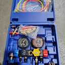Orion Motor Tech AC Vacuum Pump and Gauge Set, 1/3 hp 4.5 cfm Vacuum Pump Manifold Gauge Kit with Leak Detector 4 Hoses & Accessories for R134a R22 R410a, A/C Vacuum Pump Kit for Auto HVAC Systems