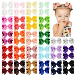 50PCS 3Inch Hair Bows for Girls Grosgrain Ribbon Toddler Hair Accessories with Alligator Clips for Toddlers Baby Girls Kids Teens in Pairs