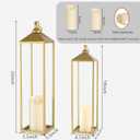 22'' 19'' Large Lanterns Decorative Outdoor Indoor, Set of 2 Gold Metal Candle Lantern Modern Farmhouse Floor Lanterns Decorative for Mantle, Patio, Porch, Garden, Home Decor