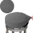 BUYUE Bar Stool Covers, Luxury Fabric Dia.16-18" Round Crease-Resistant Stretchy Washable Jacquard Dustproof Stool Seat Slipcover, L-Grey-1 Count